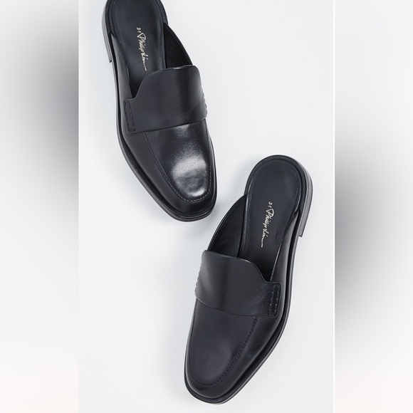 3.1 Phillip Lim Alexa Flat Mules in Black Leather - Picture 2 of 12